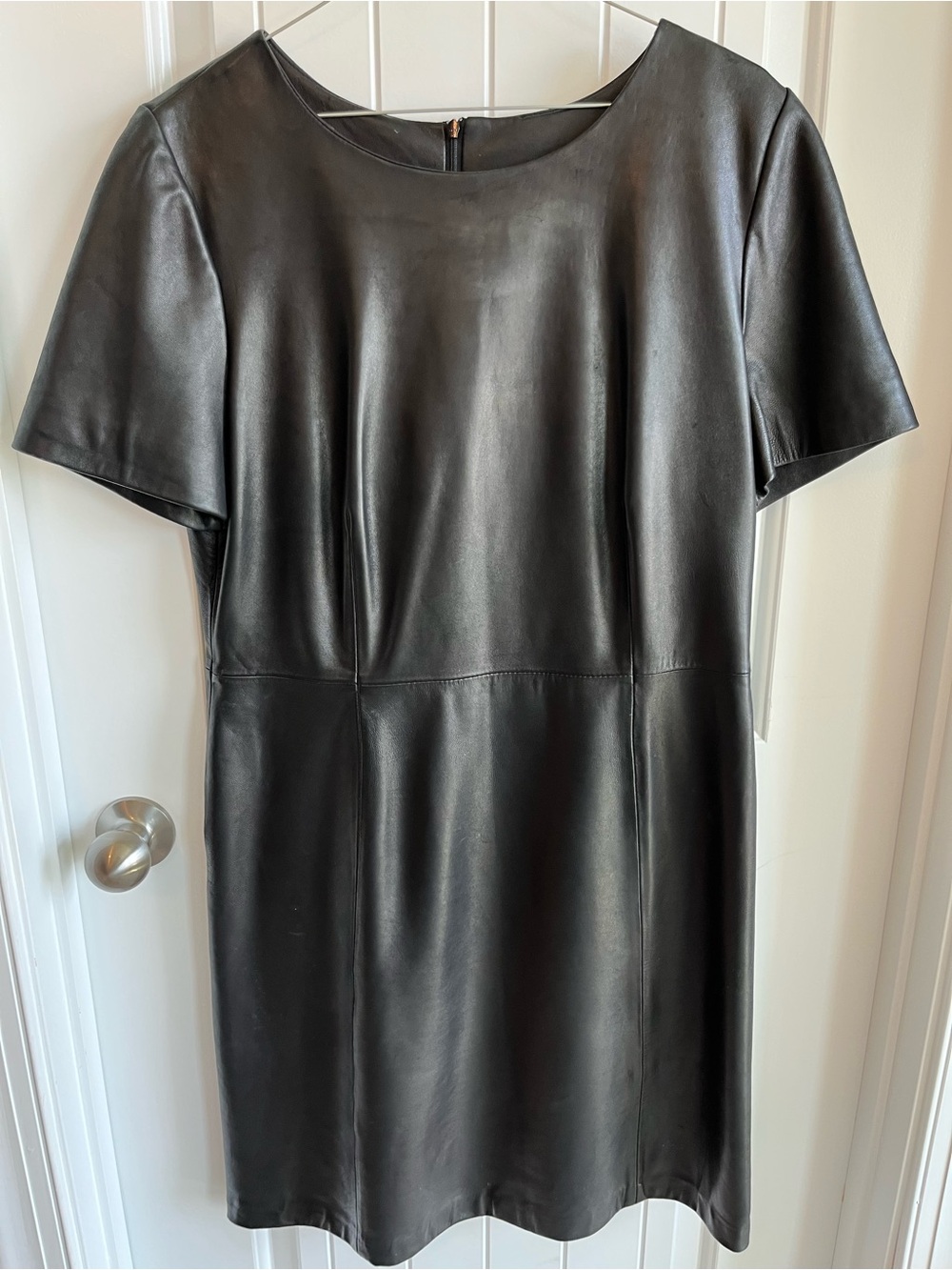 ANTONIO MELANI Black Faux Leather Mini Dress size 14